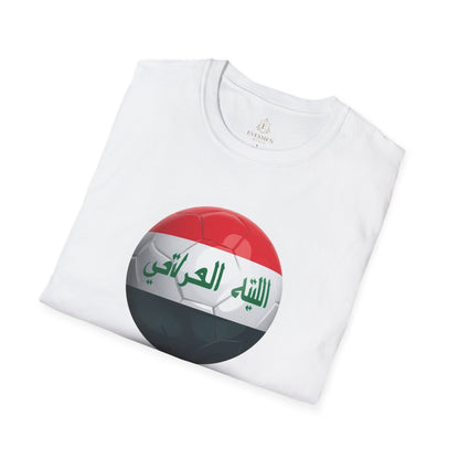 Iraq Flag Soccer Graphic T-Shirt Lions of Mesopotamia Football Tee