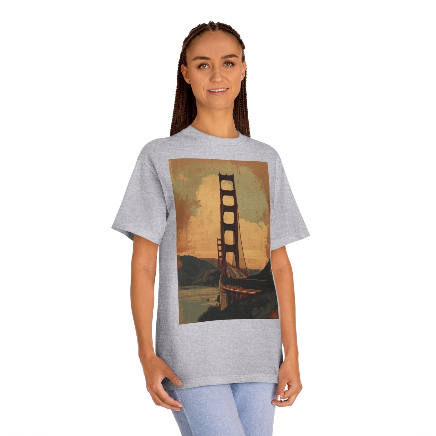 Golden Gate Bridge Art Print T-Shirt Vintage-Styled Classic Tee