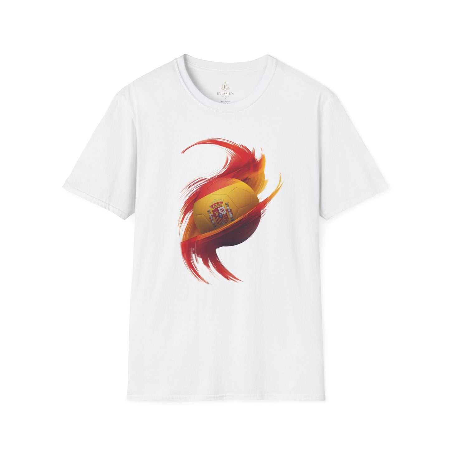 Spain Football Flag Vortex T-Shirt La Roja Soccer Brushstroke Design Tee