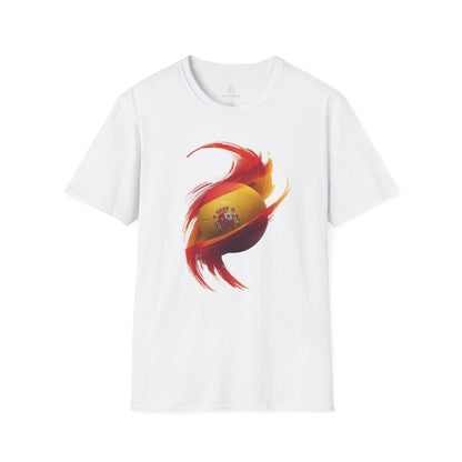 Spain Football Flag Vortex T-Shirt La Roja Soccer Brushstroke Design Tee