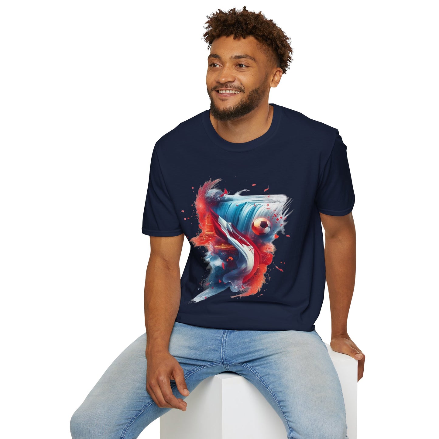Canadian Football Fan T-Shirt Abstract Flag & Niagara Falls Design Tee