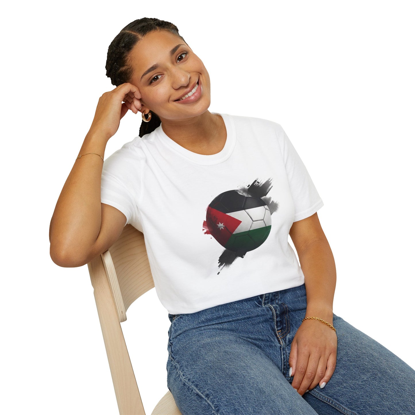 Jordan Football Flag Graphic T-Shirt Abstract Al-Nashama Soccer Tee