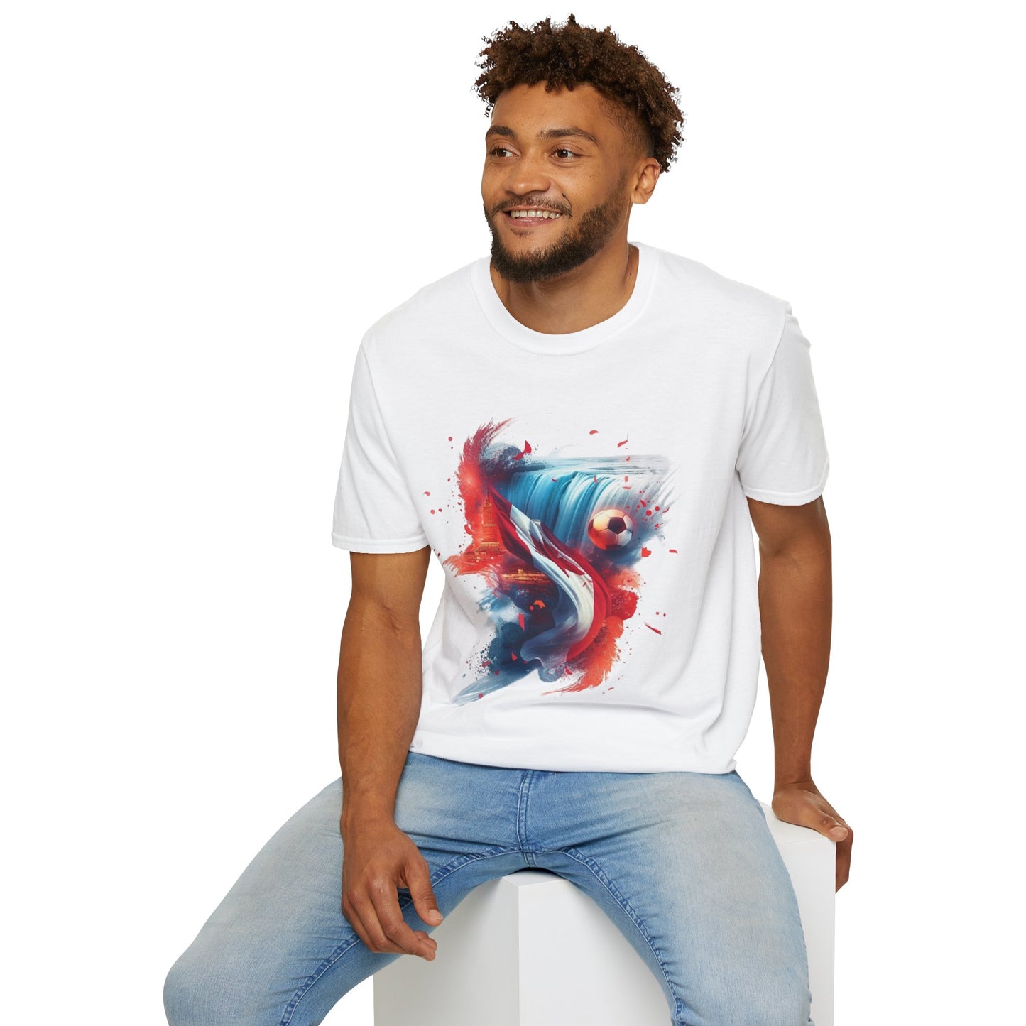 Canadian Football Fan T-Shirt Abstract Flag & Niagara Falls Design Tee