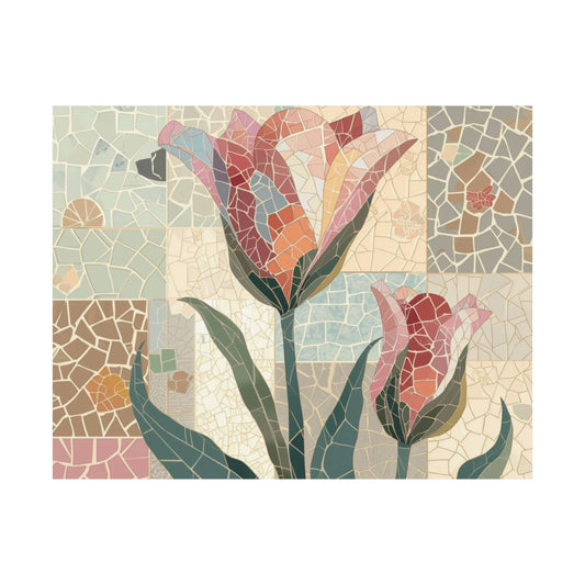 Elegant Tulip Mosaic Print — Horizontal Matte Poster for Home