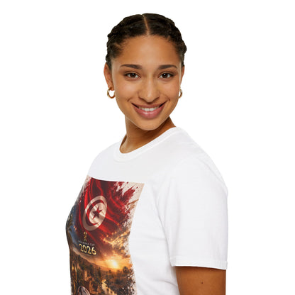 Tunisia Football Flag Chebika Oasis T-Shirt Eagles of Carthage Soccer Design Tee