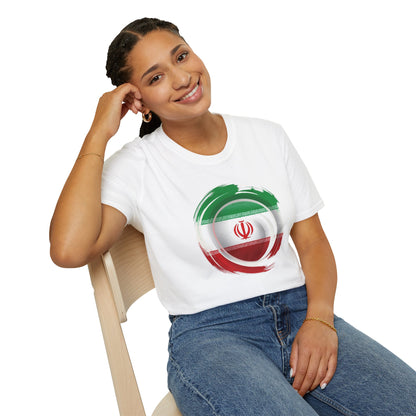 Iran Football Flag Circular Brushstroke T-Shirt Team Melli Soccer Graphic Tee