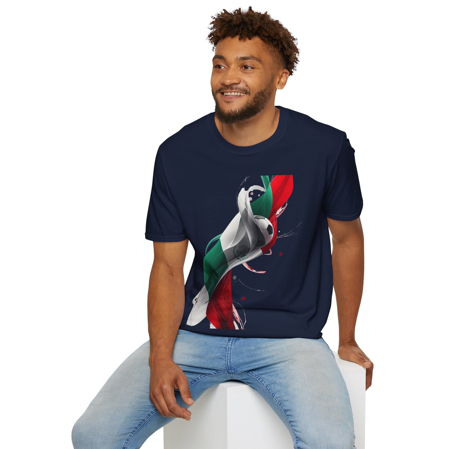 Mexico Football Spirit T-shirt Abstract Flag & Soccer Ball Art Tee