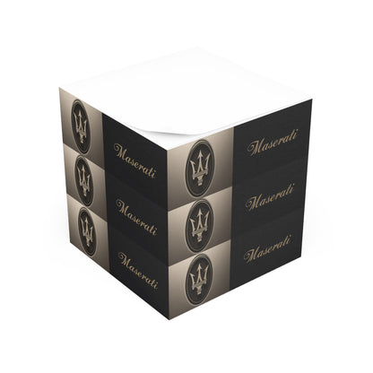 Maserati logo on the sides of a note cube