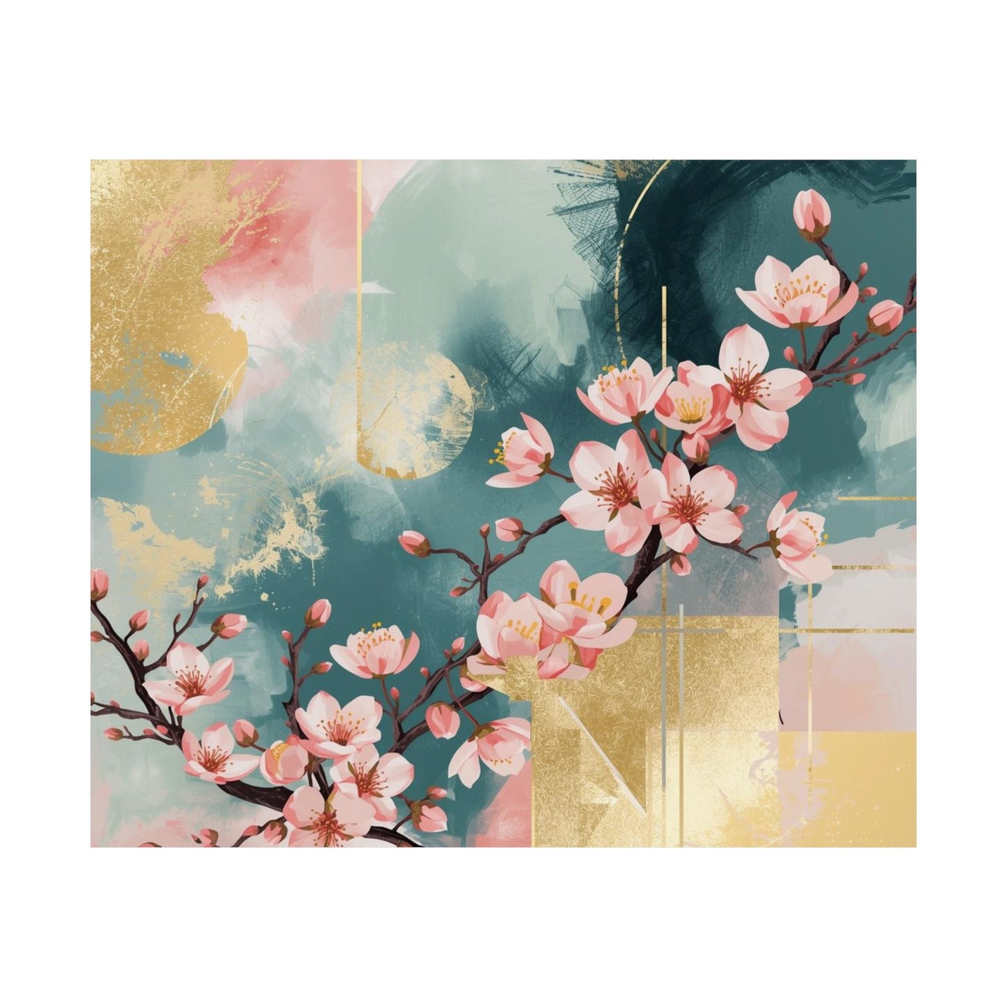 Pink Cherry Blossom Poster – Matte Horizontal Floral Wall Print