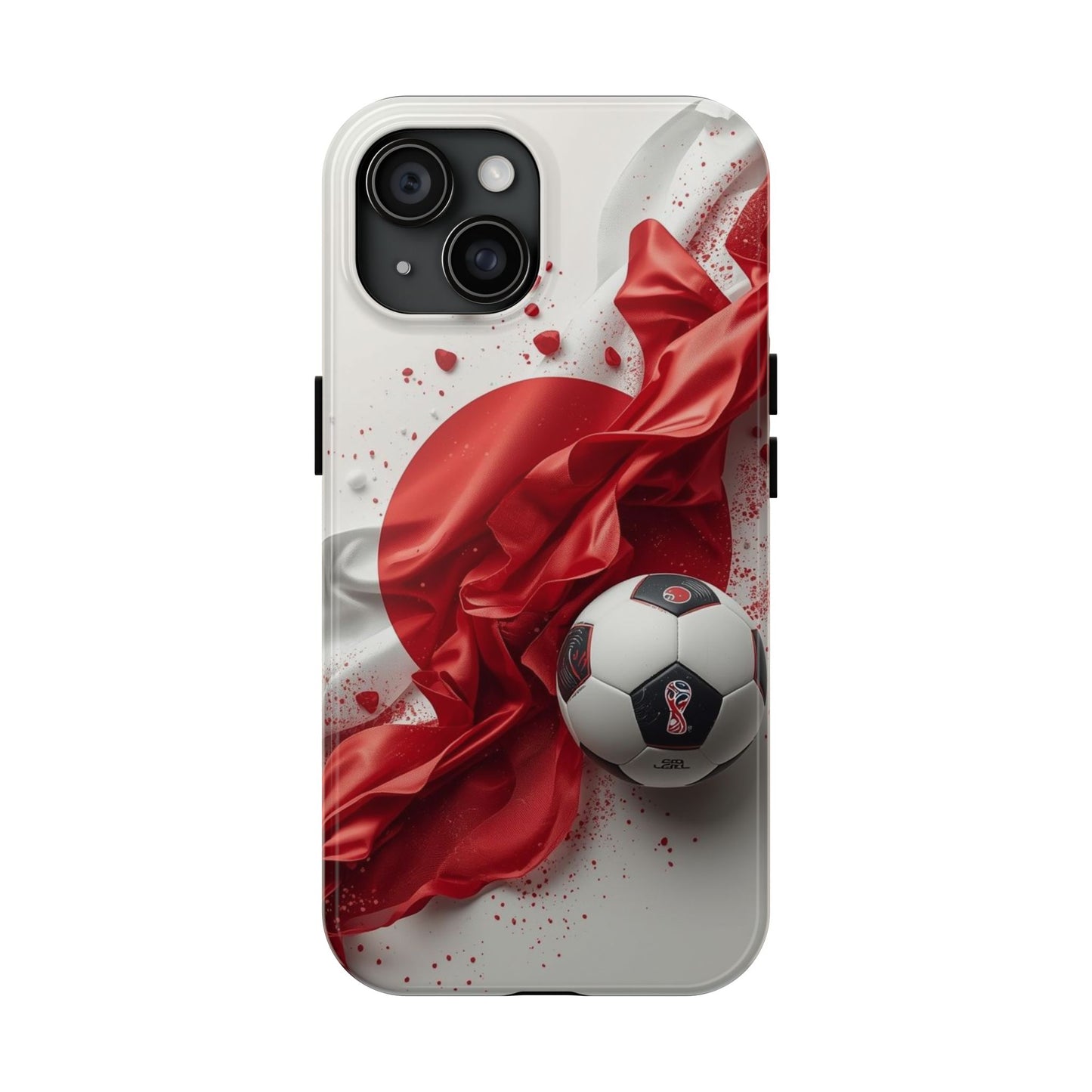 Red Satin Japan Flag Soccer Ball Design Phone Protective Case