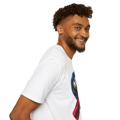 Haitian Soccer Ball T-shirt Enveloped in Flag Fabric with Coat of Arms Tee