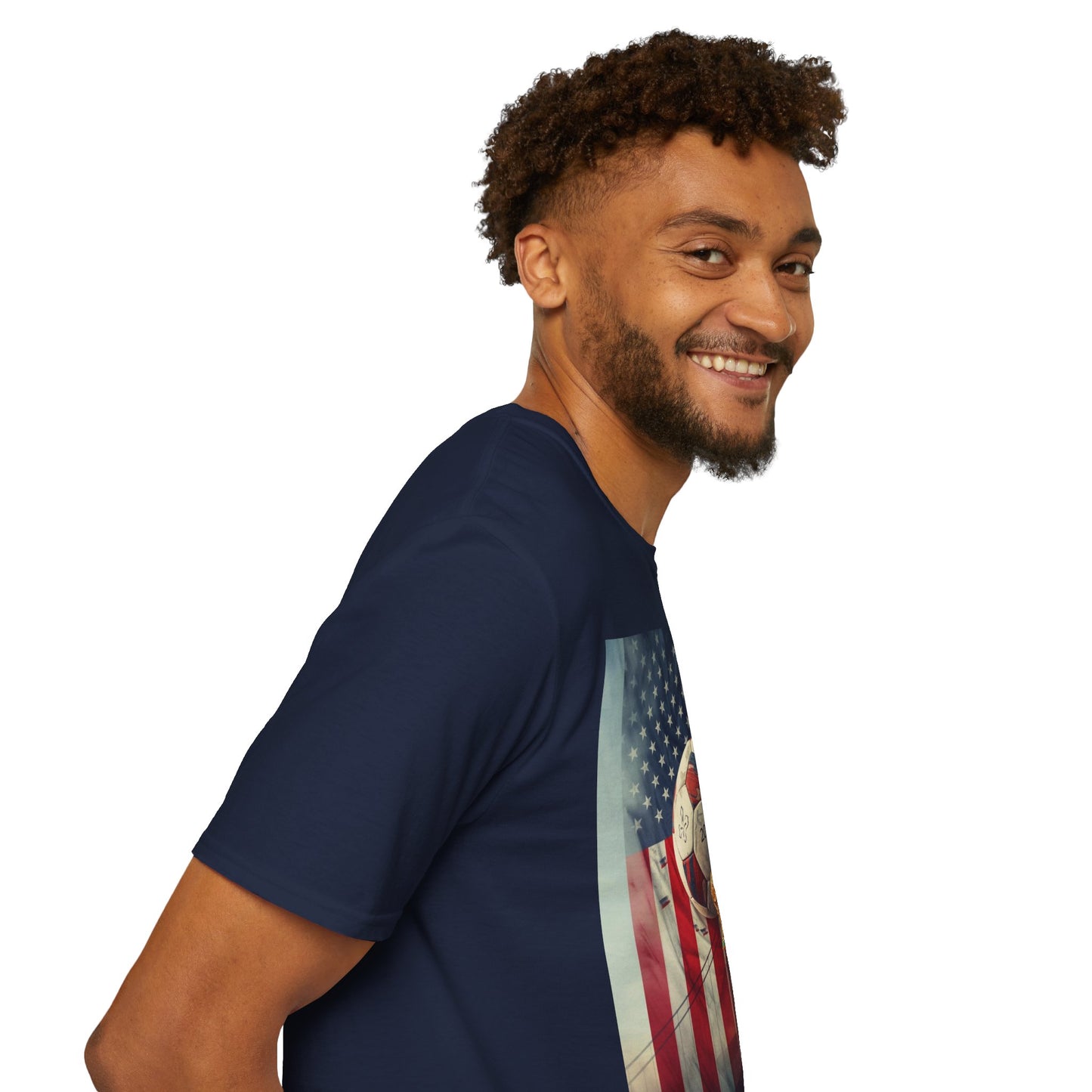American Soccer Poster T-Shirt — Golden Gate Ball & Flag Graphic Tee