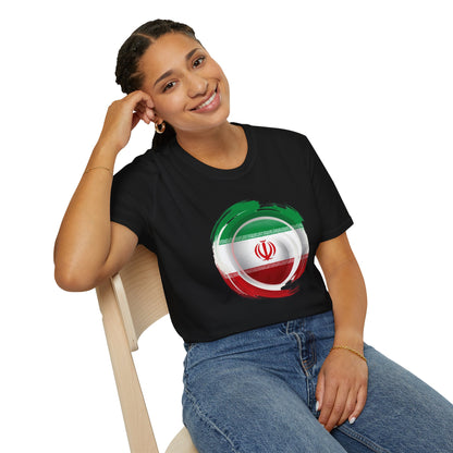 Iran Football Flag Circular Brushstroke T-Shirt Team Melli Soccer Graphic Tee