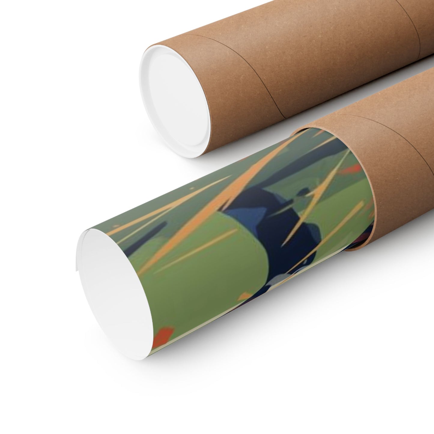 Roll of paper with a colorful design on a white background