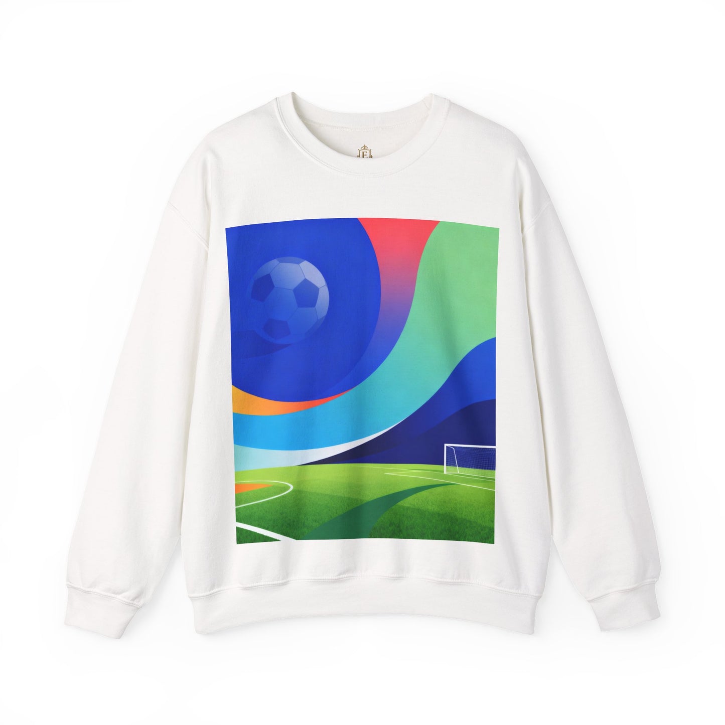 Match Day Abstract Crewneck Sweatshirt — Colorful Soccer Graphic