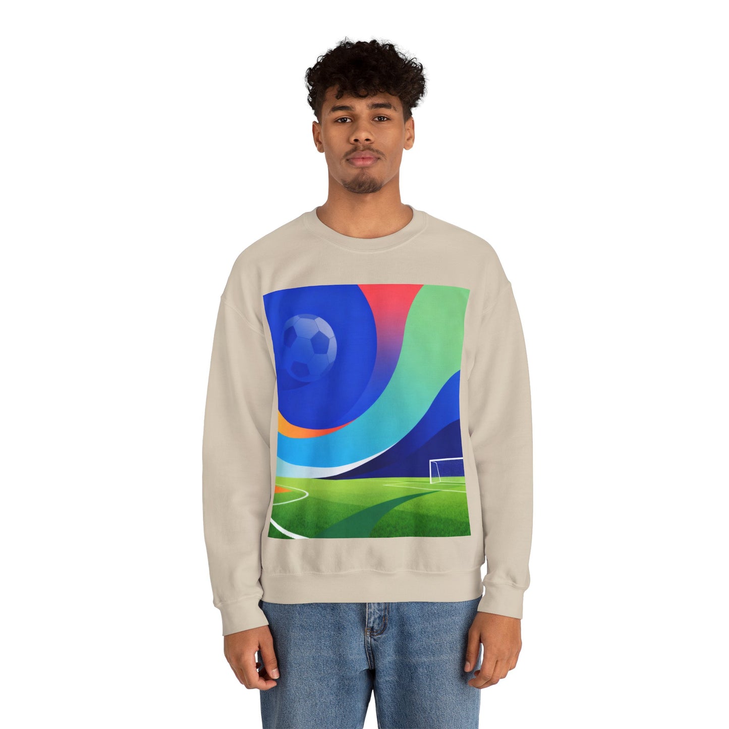 Match Day Abstract Crewneck Sweatshirt — Colorful Soccer Graphic