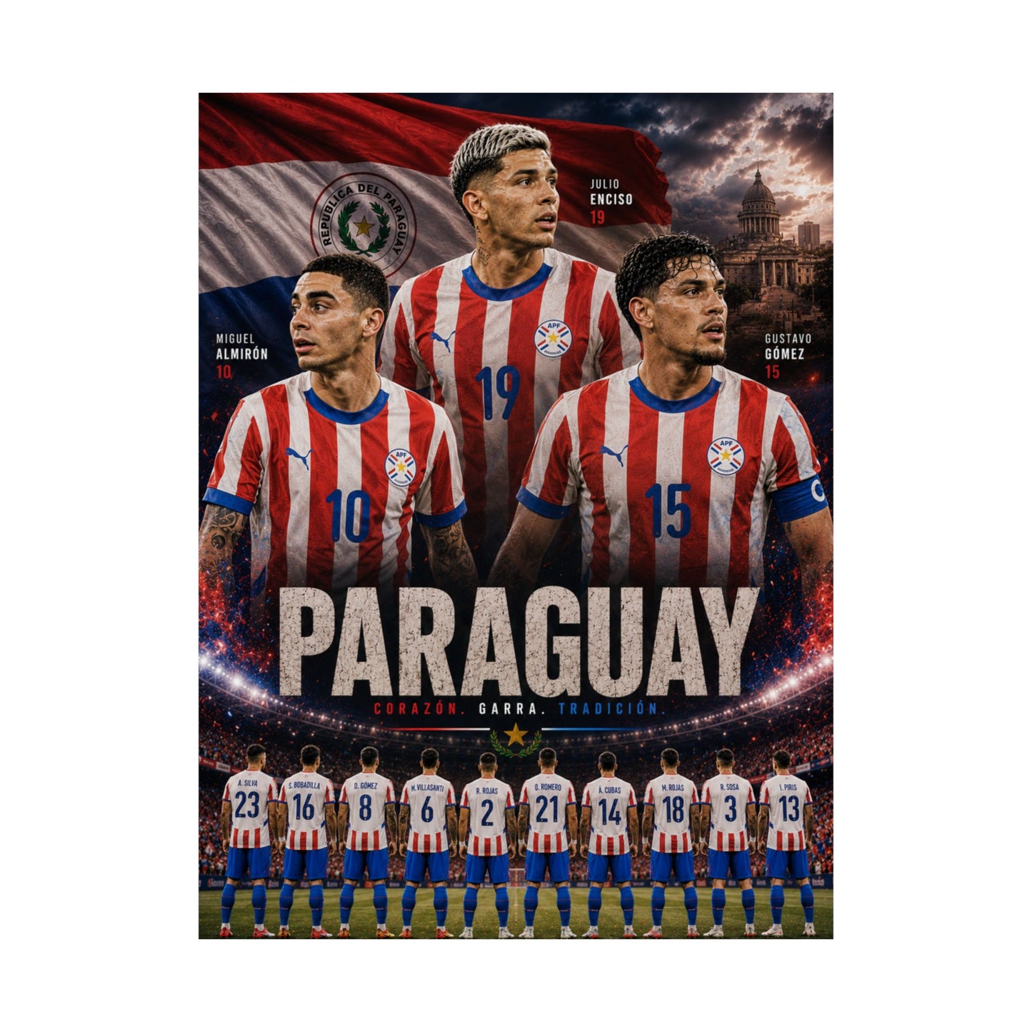 Paraguay Soccer La Albirroja Commemorative Wall Art Poster
