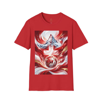 Swiss Soccer Crest T‑Shirt — Alpine Cross & Football Graphic Tee