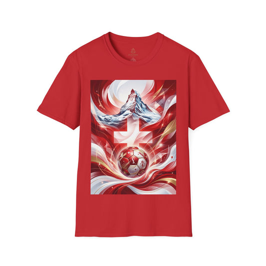 Swiss Soccer Crest T‑Shirt — Alpine Cross & Football Graphic Tee
