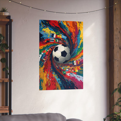 Soccer World Flags Matte Poster — Vibrant Football Art Print