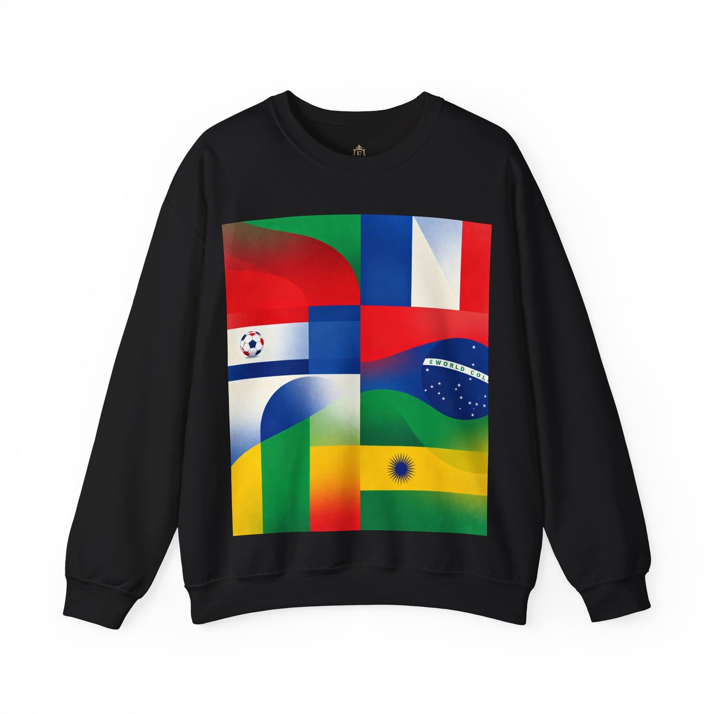 Match Day Flags Crewneck Sweatshirt — Colorful Soccer World Design