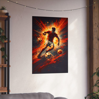 Soccer Action Matte Poster — Dynamic Football Player Wall Art