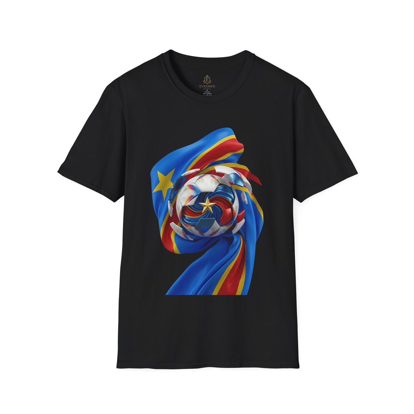 DR Congo Football Flag Exploding Ball T-Shirt Leopards Soccer Graphic Tee