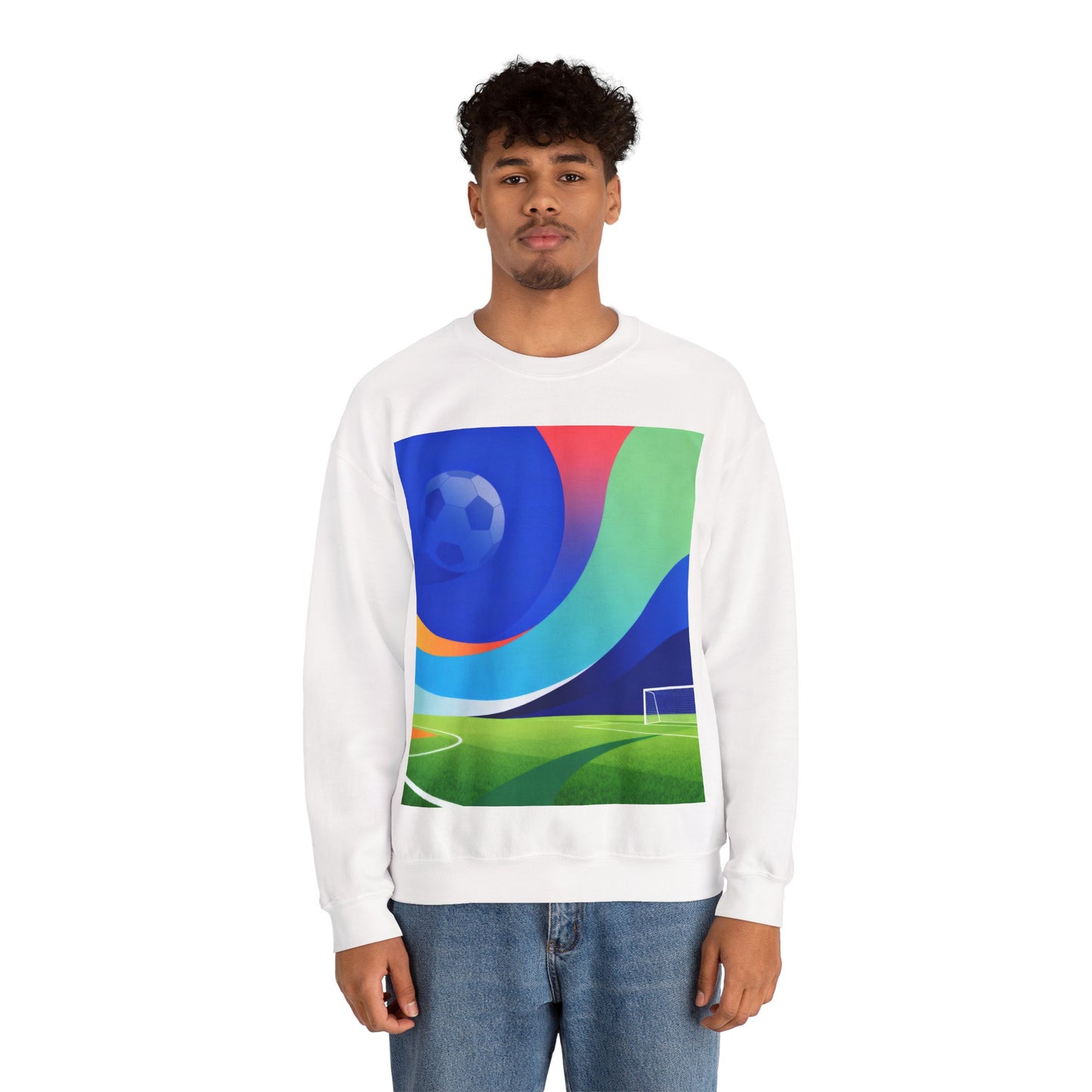 Match Day Abstract Crewneck Sweatshirt — Colorful Soccer Graphic