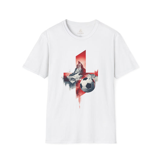 Soccer Switzerland Flag T-Shirt — Alpine Wolf & Football Graphic Tee
