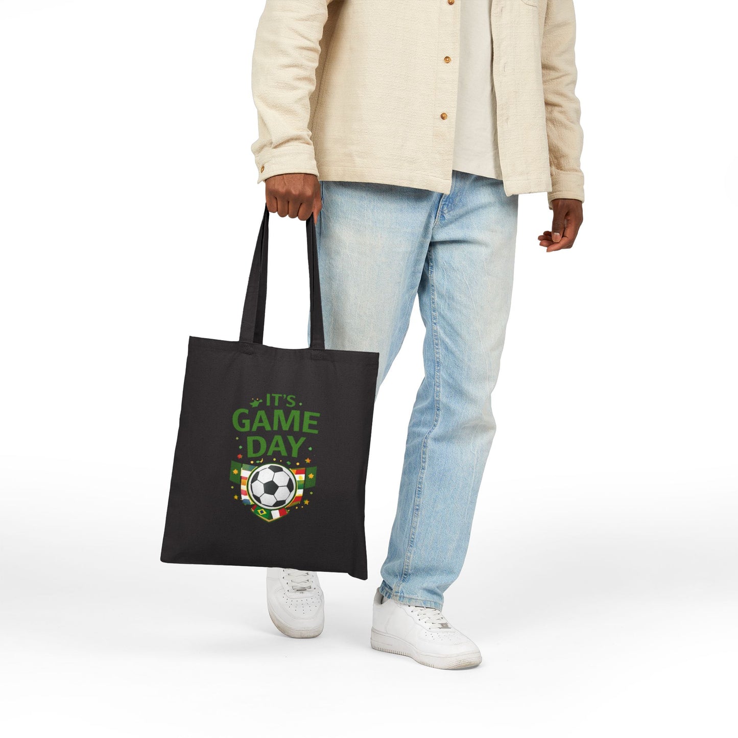 Tote Bag — "It's Game Day" Soccer Canvas Tote for Fans