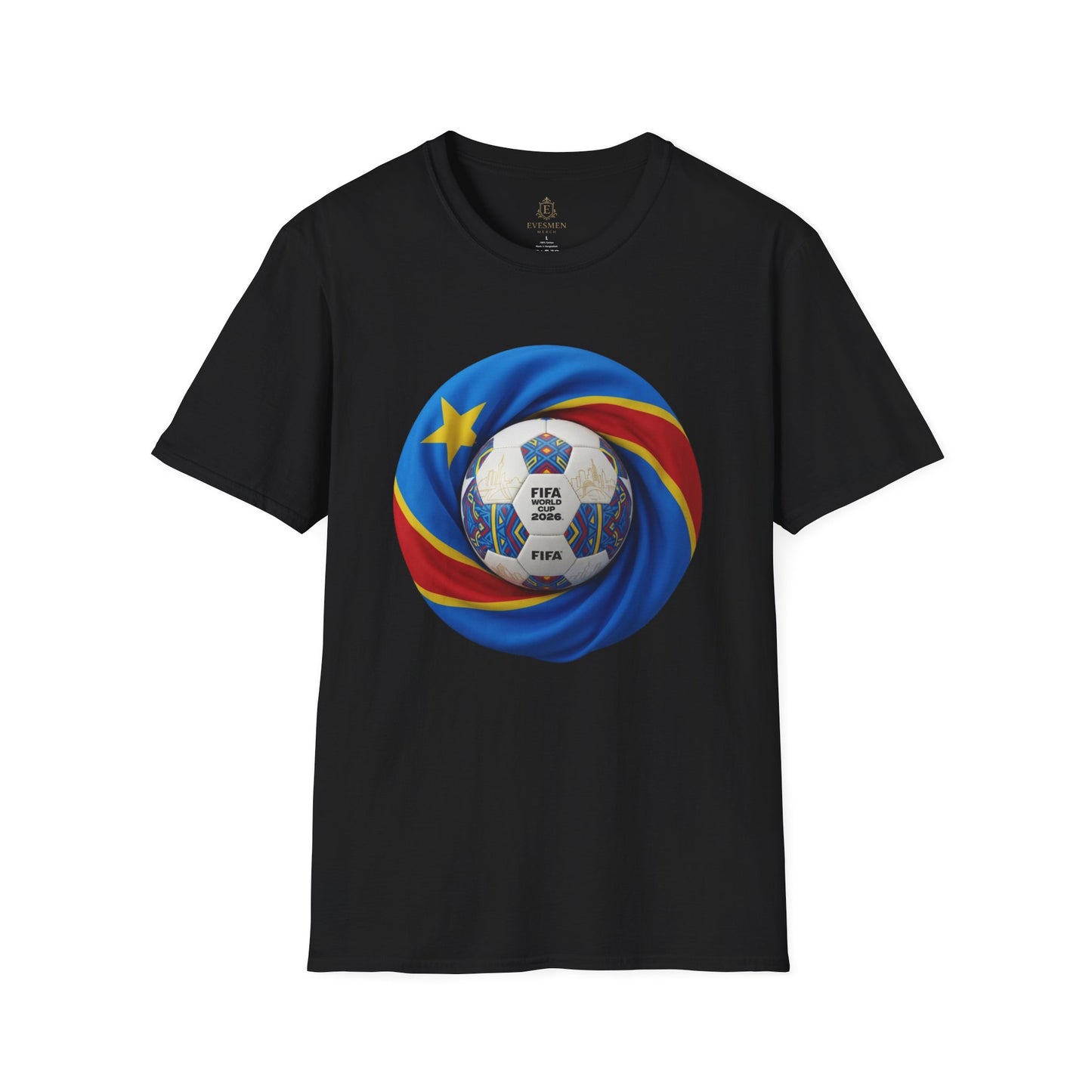 DR Congo Football Flag Circular Graphic T-Shirt Leopards Soccer 2026 Tee