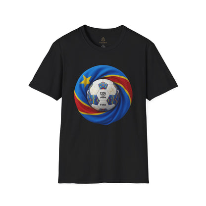 DR Congo Football Flag Circular Graphic T-Shirt Leopards Soccer 2026 Tee