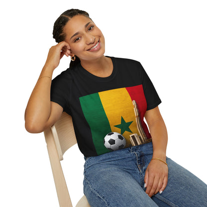 Senegal Flag Soccer T-Shirt – Dakar Skyline & Football Graphic Tee