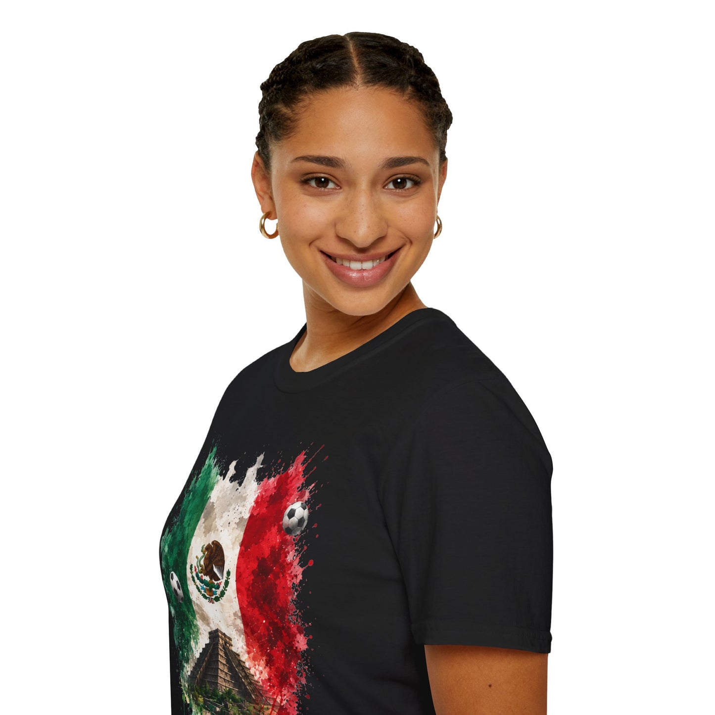 Mexico Soccer Flag T-Shirt — Mexican Flag, Pyramid & Football Fan Tee
