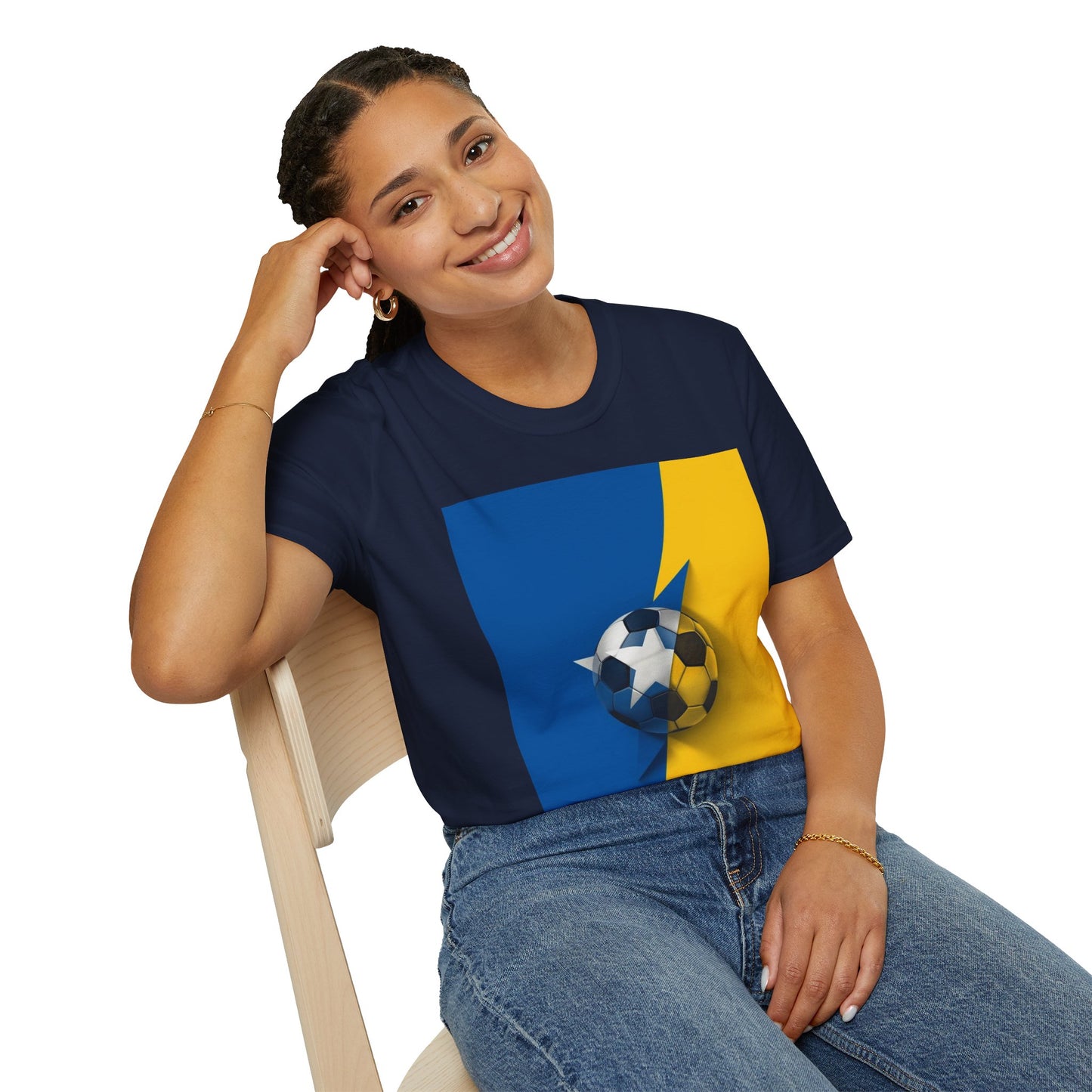 Curaçao Football Flag Minimalist T-Shirt Abstract La Familia Azul Soccer Tee