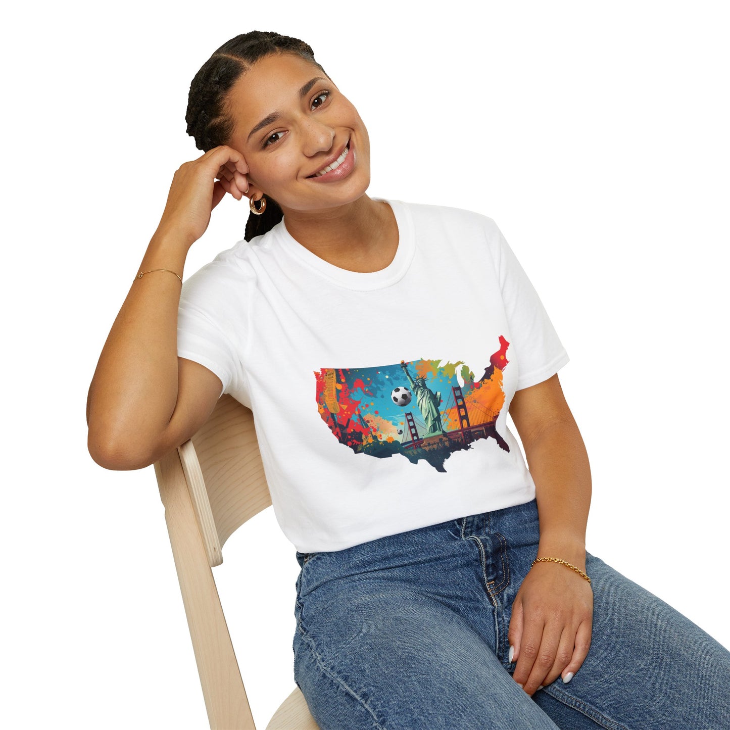 USA Soccer Match Day T-shirt — Colorful Map Graphic Tee