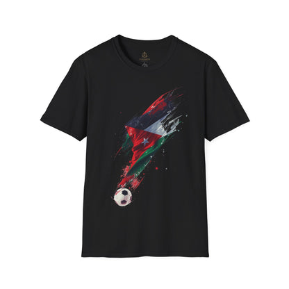 Jordan Flag Soccer T‑Shirt – Stylized Brushstroke Football Design Tee