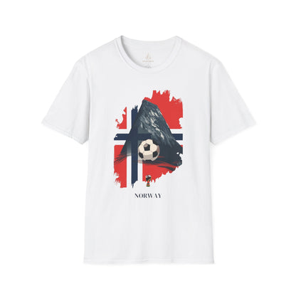 Norway Football Flag Mountain Graphic T-Shirt Majestic Nordic Soccer Streetwear