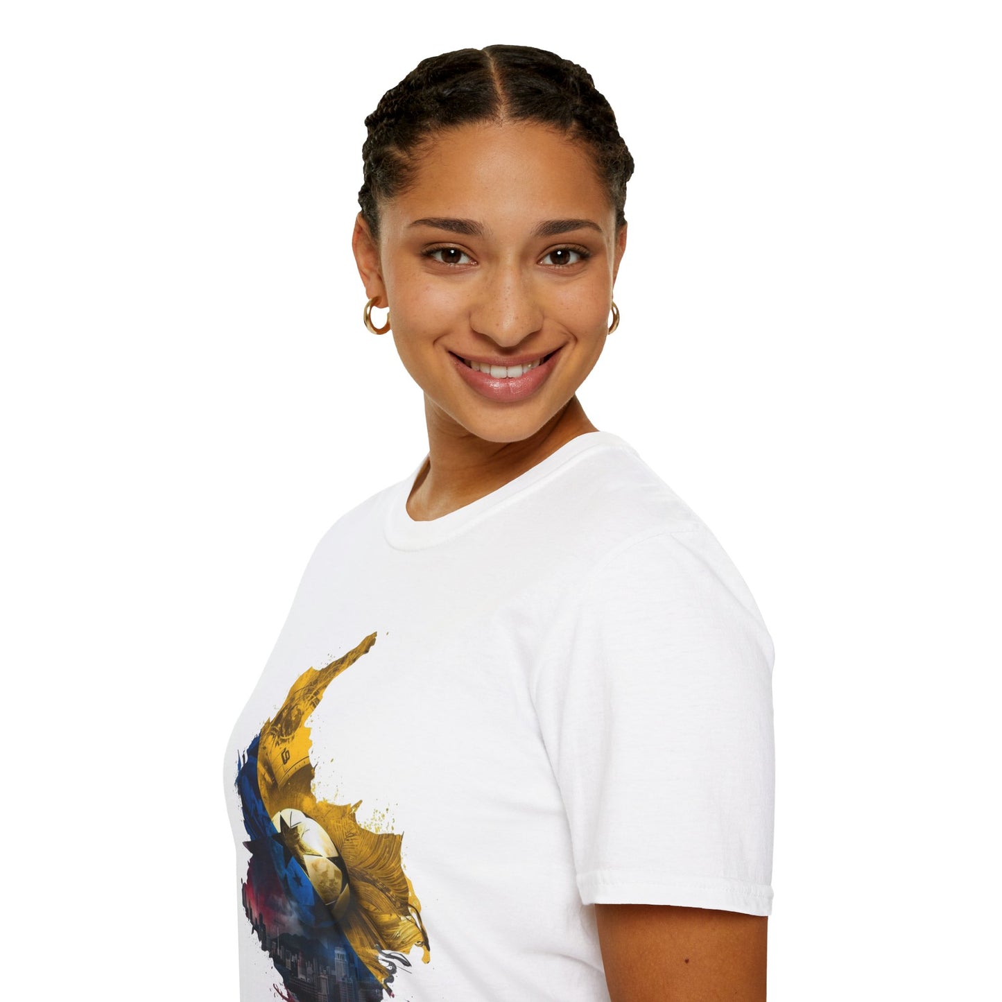 Colombia Map Skyline Football T-Shirt — Watercolor Grunge Soccer Design Tee
