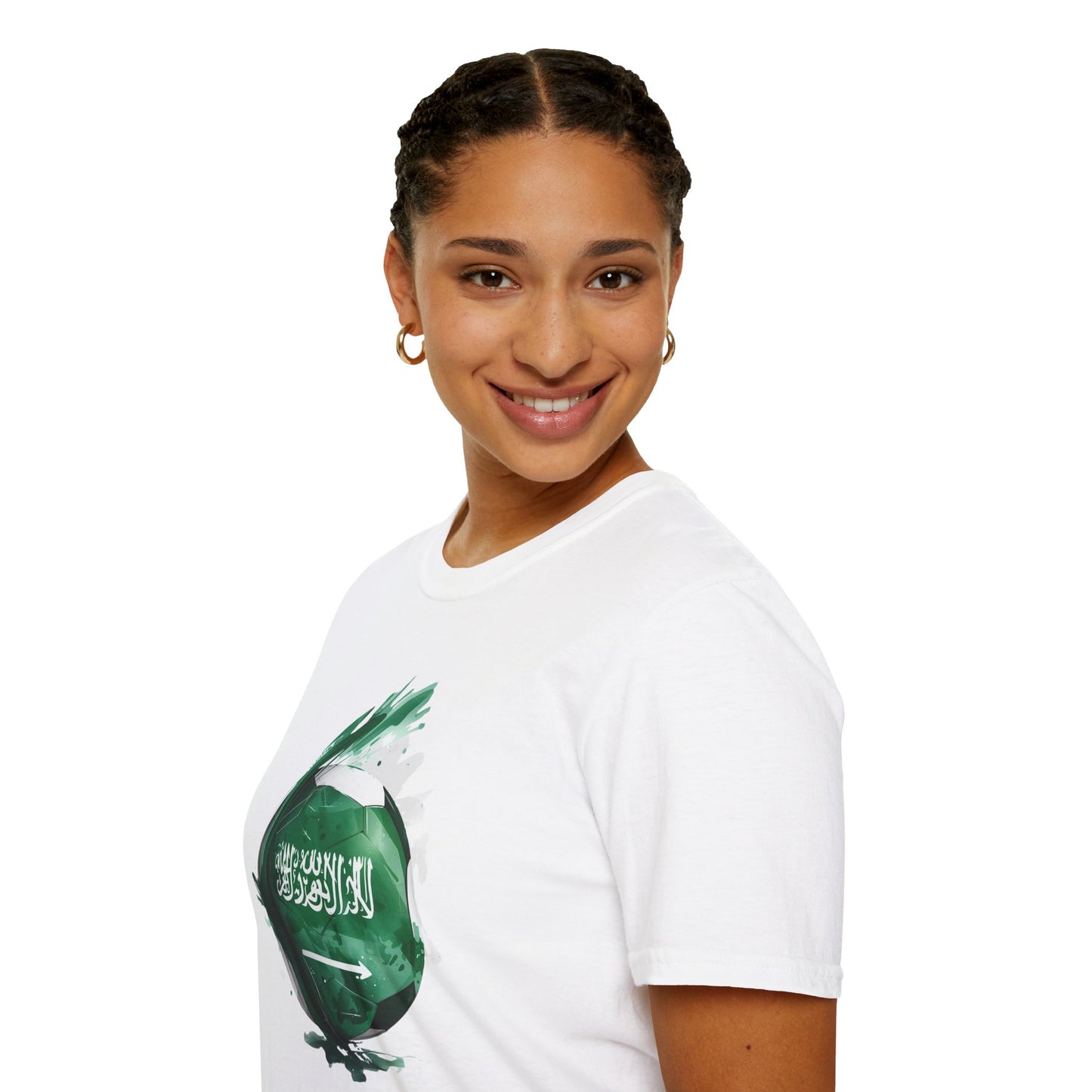 Saudi Arabia Football Flag Splatter T-Shirt Abstract Green Falcon Soccer Tee