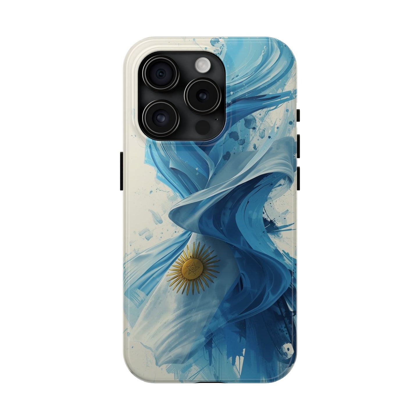 Argentinian Flag Watercolor Tough Phone Case - Blue Ribbon & Sun Protective Cover