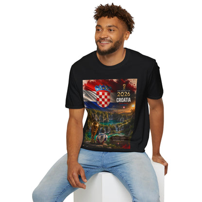 Croatia Football Flag Plitvice Lakes T-Shirt Vatreni Soccer Landscape Tee