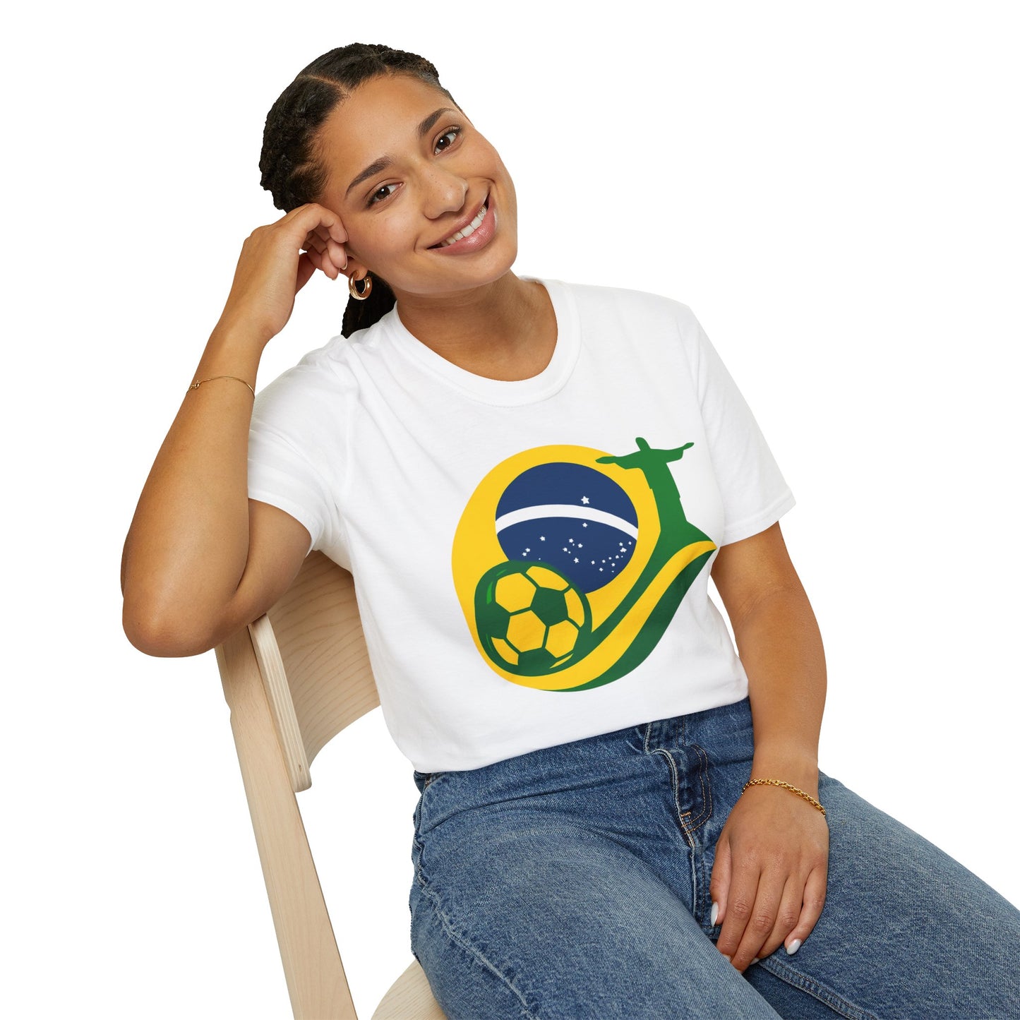 Brazil Soccer T-Shirt – Brazilian Flag, Christ the Redeemer & Football Graphic Tee