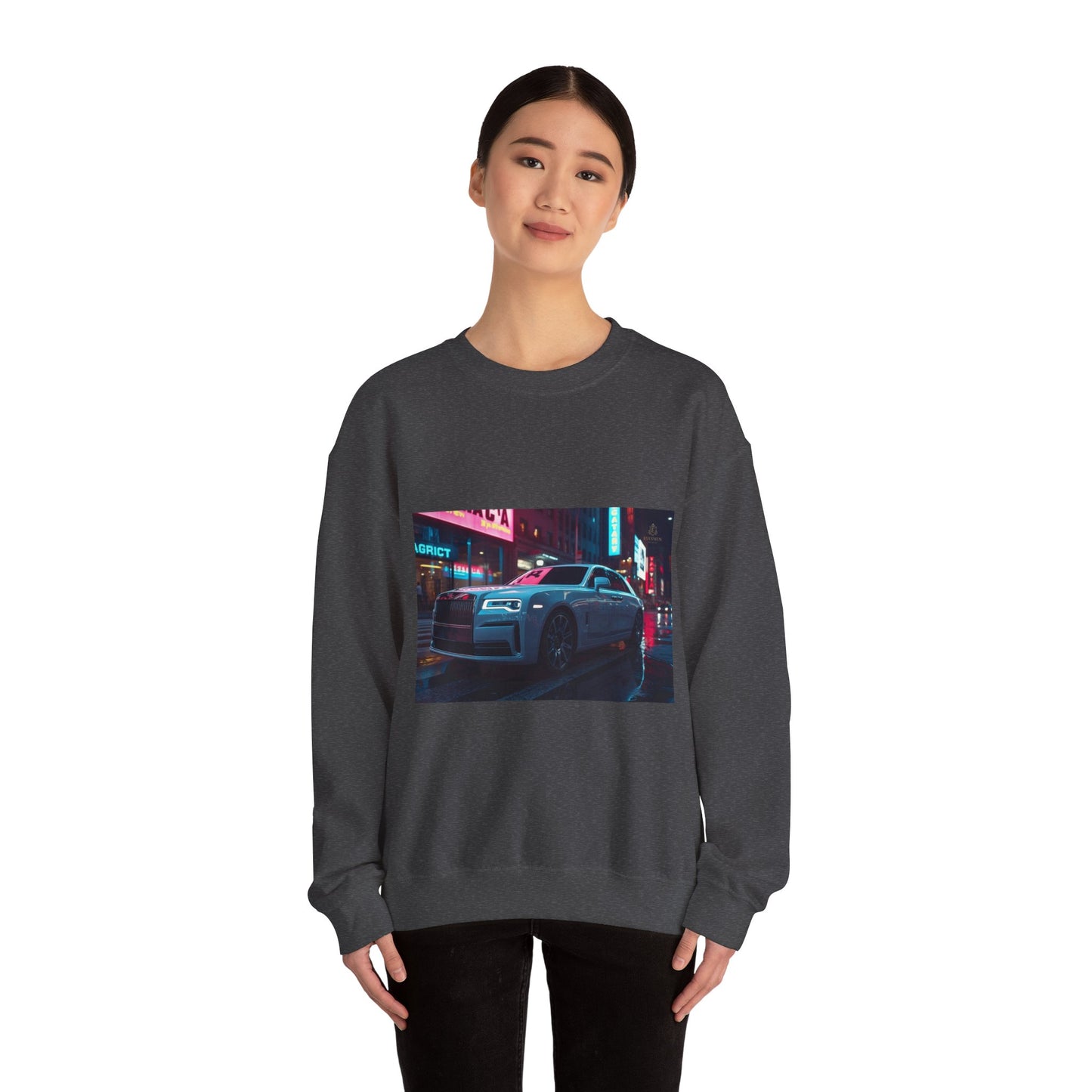 Retro Neon City Car Sweatshirt — Vintage Sports Coupe Crewneck