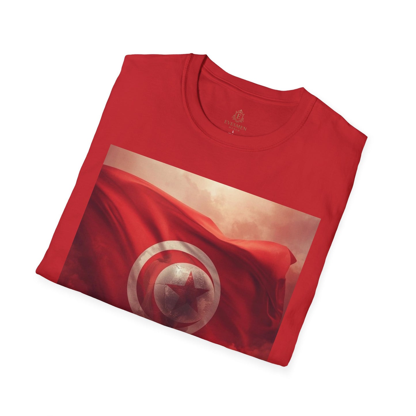 Tunisian Pride Football T-Shirt Cityscape & Waving Flag with Crescent Soccer Ball Tee