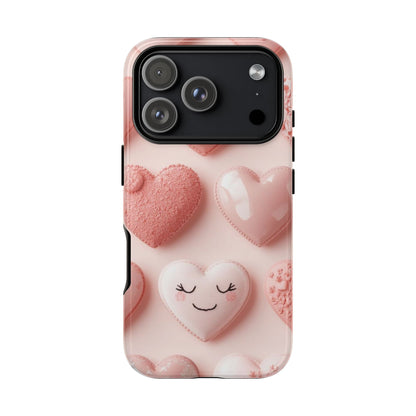 Phone Case — Pink 3D Hearts Cute Valentine Protective Cover