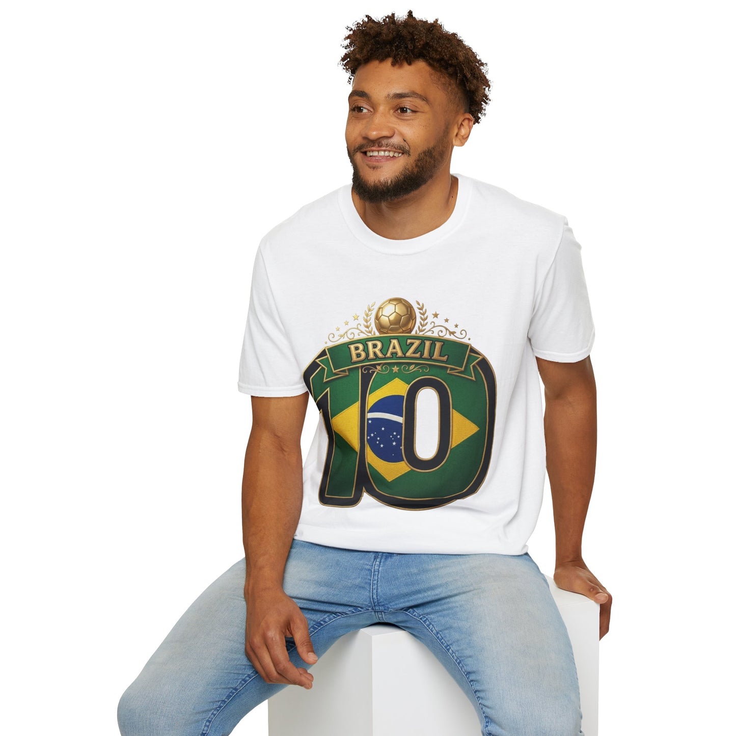 Brazil 10 Soccer T‑Shirt – Football Fan Tee with Brazilian Flag Design