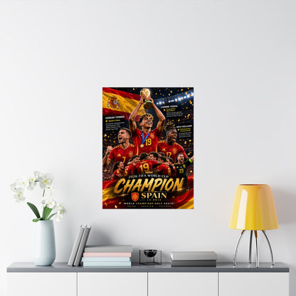 Spain La Roja Soccer Champions Commemorative Wall Art Poster Print
