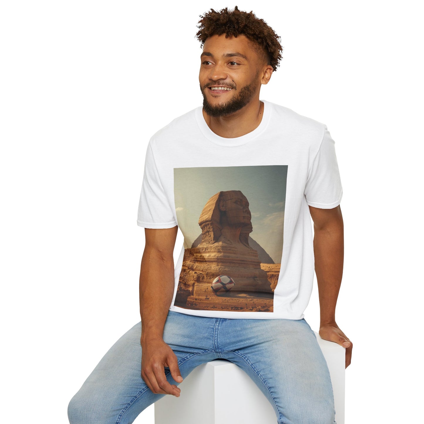 Vintage Egyptian Soccer T-Shirt with Great Sphinx Design Tee