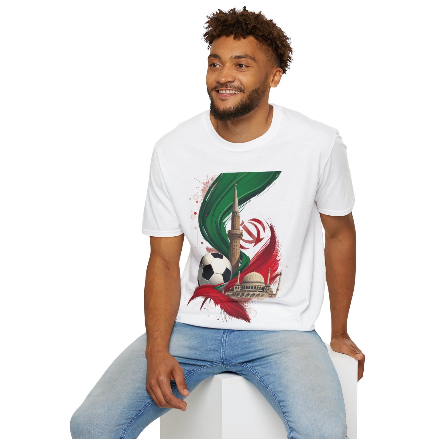 Iran Dynamic Flag Colors T-shirt Minaret & Mosque Art Tee